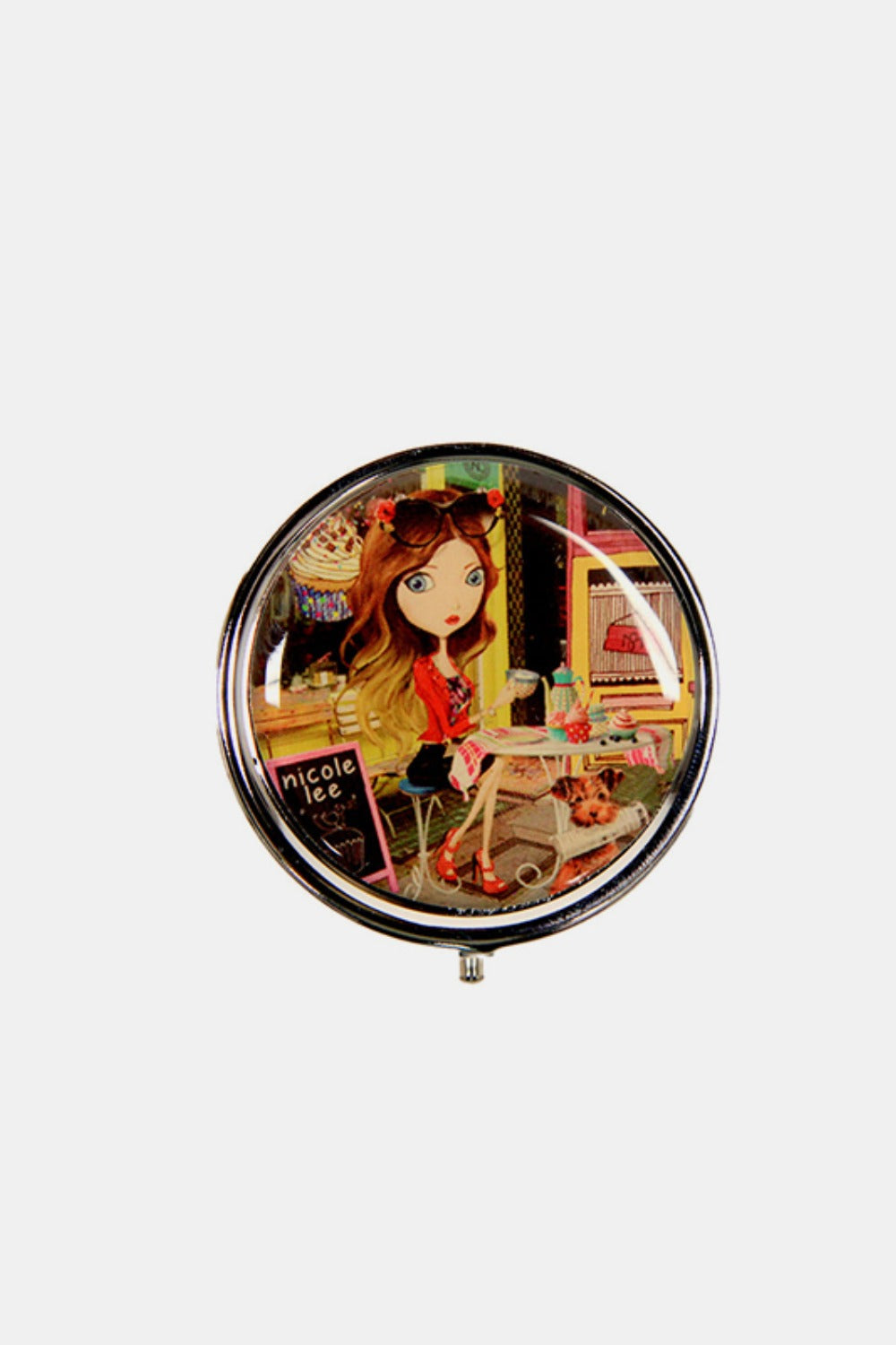 Nicole Lee Print Metallic Circular Large Pill Case