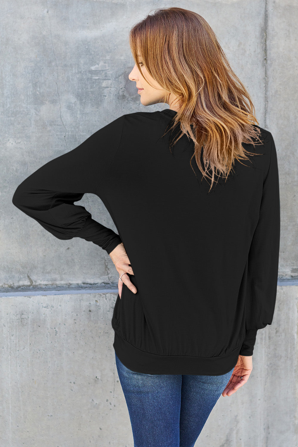 V-Neck Lantern Sleeve Top