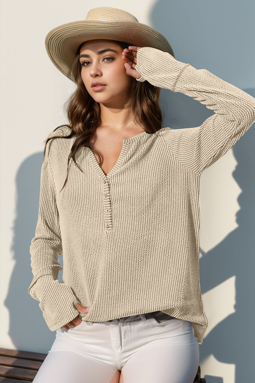 Sophie Notched Thumbhole Long Sleeve T-Shirt