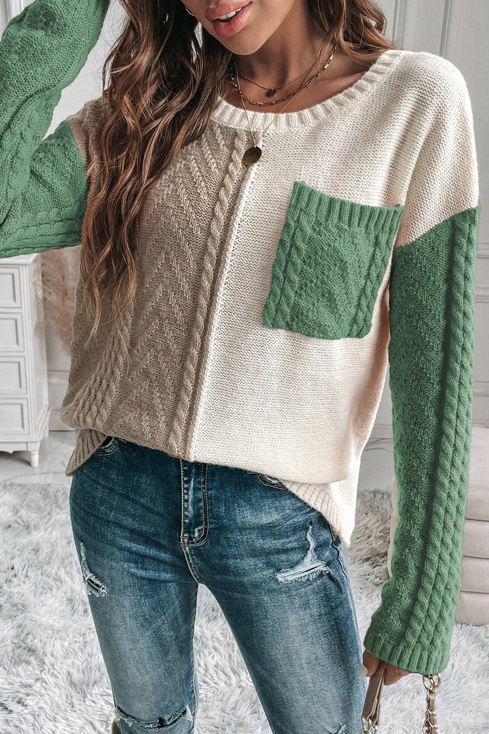 Sylvie Color Block Drop Shoulder Sweater