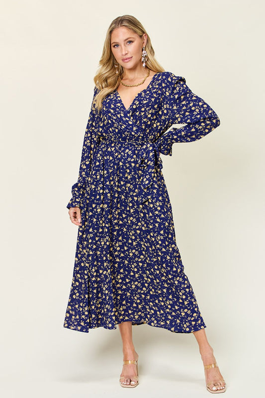 Abbie Tie Back Flounce Sleeve Dress