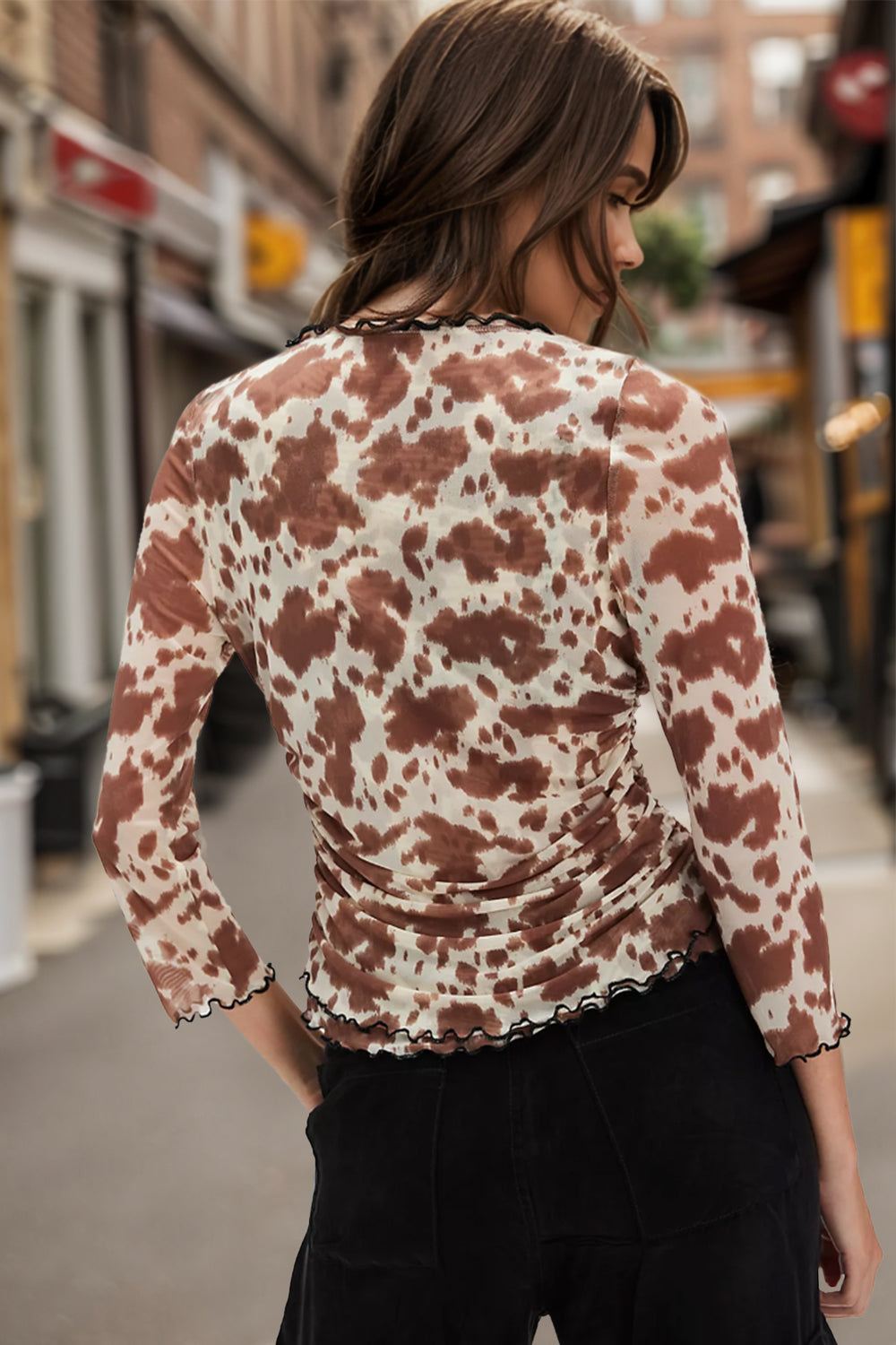 Animal Print Button Down Plunge Top