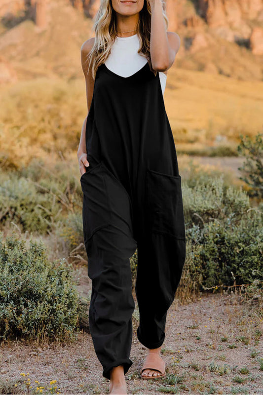 Kelsey V-Neck Sleeveless Jumpsuit with Pockets