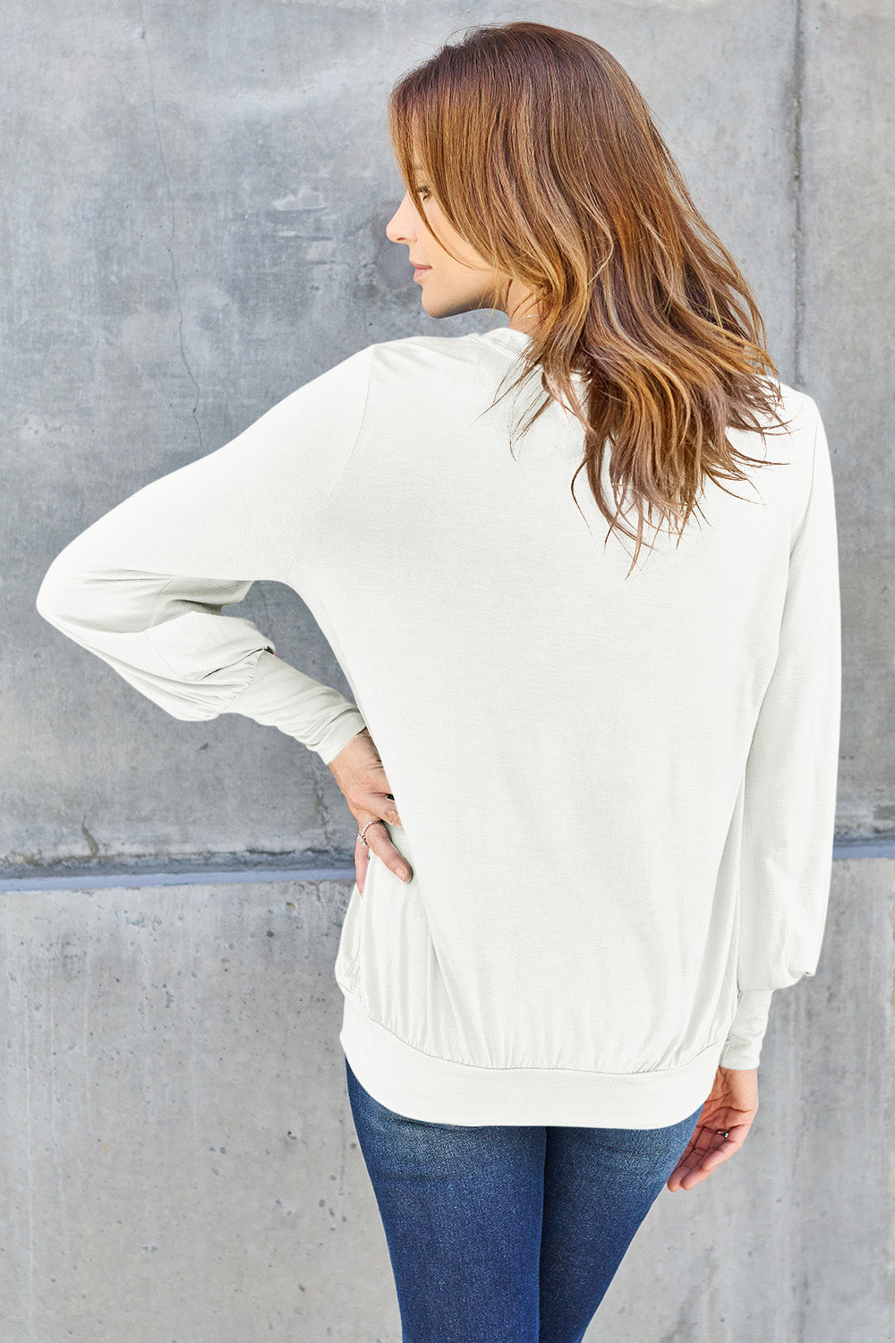 V-Neck Lantern Sleeve Top