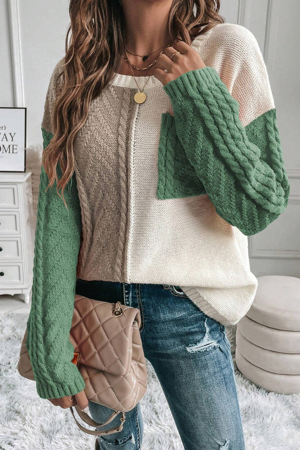 Sylvie Color Block Drop Shoulder Sweater