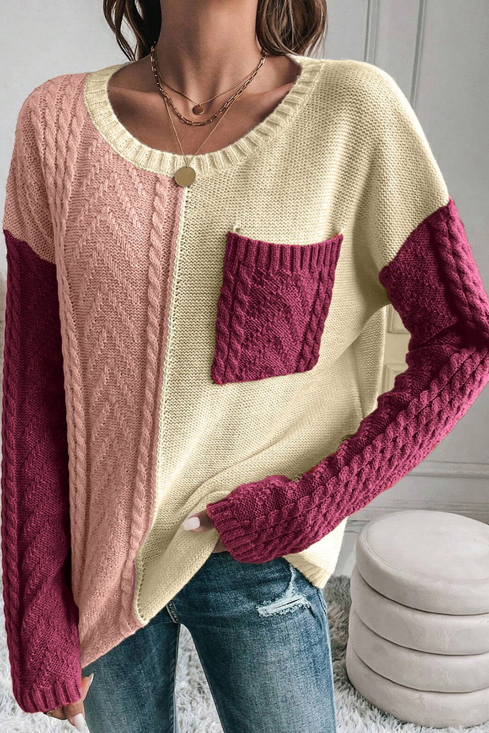 Sylvie Color Block Drop Shoulder Sweater