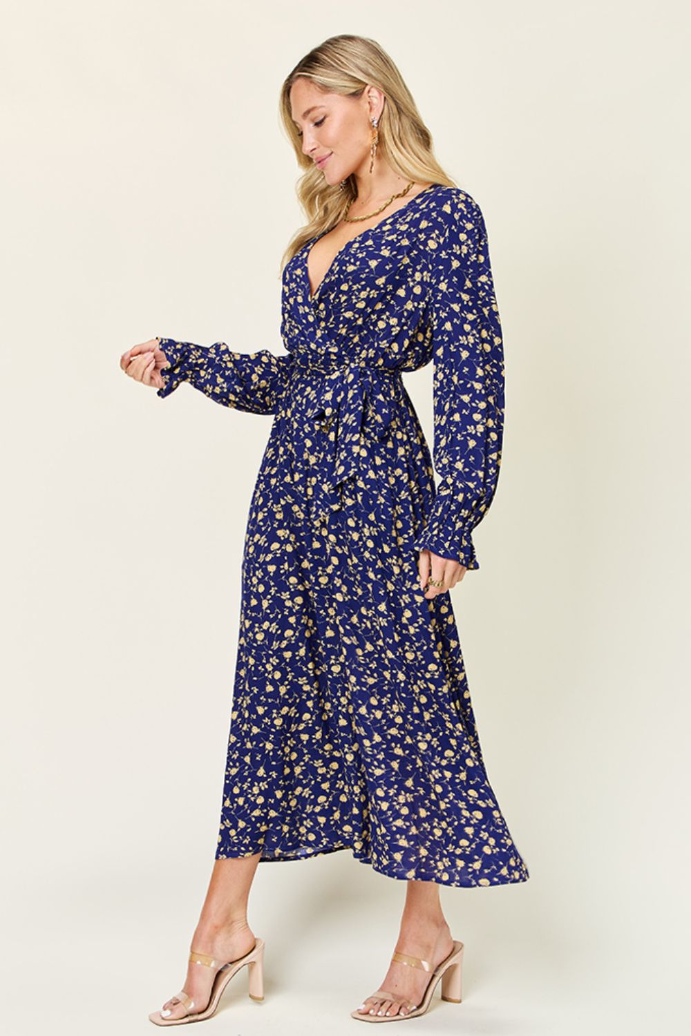 Abbie Tie Back Flounce Sleeve Dress