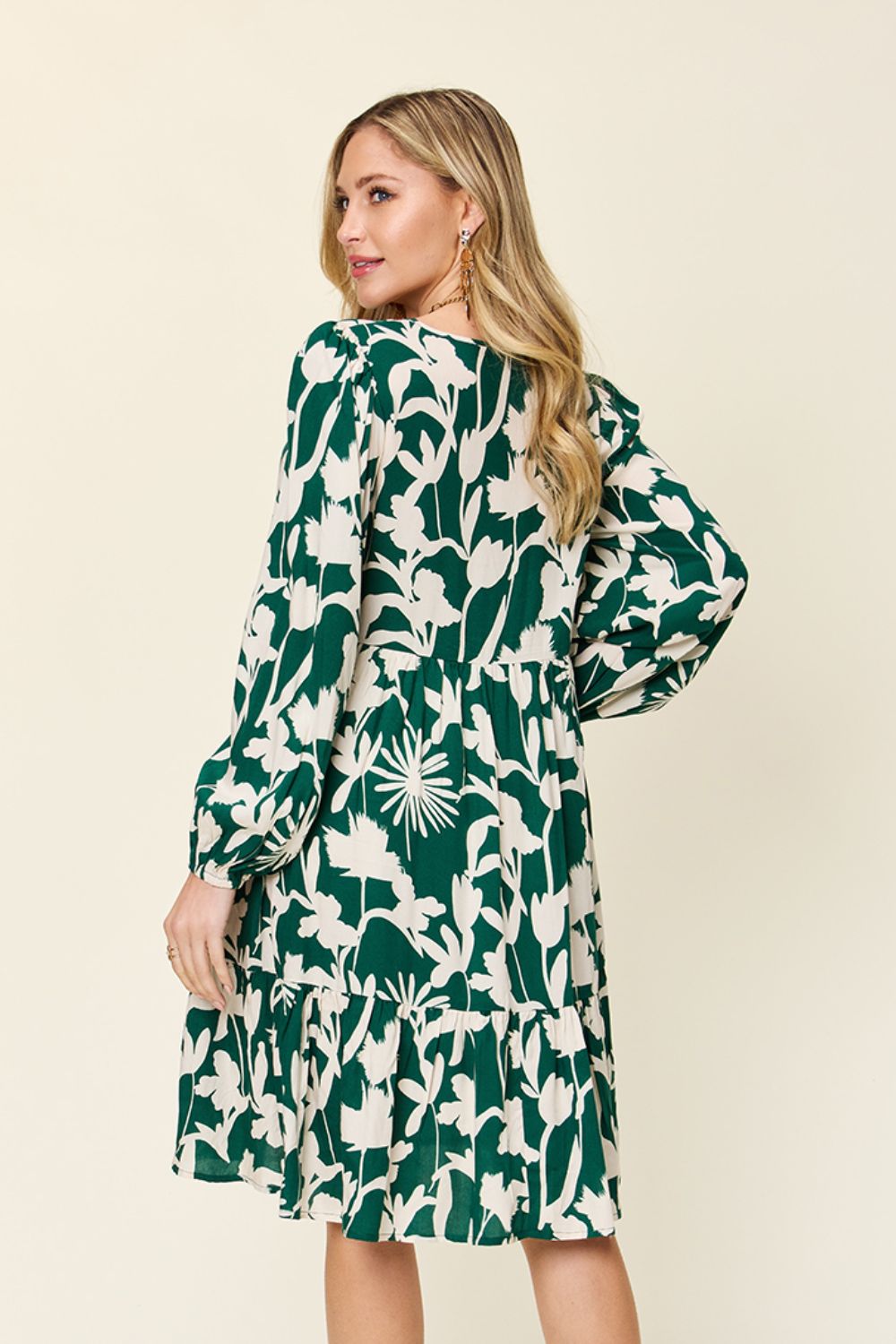 Printed Ruffle Hem Dress with Pocket