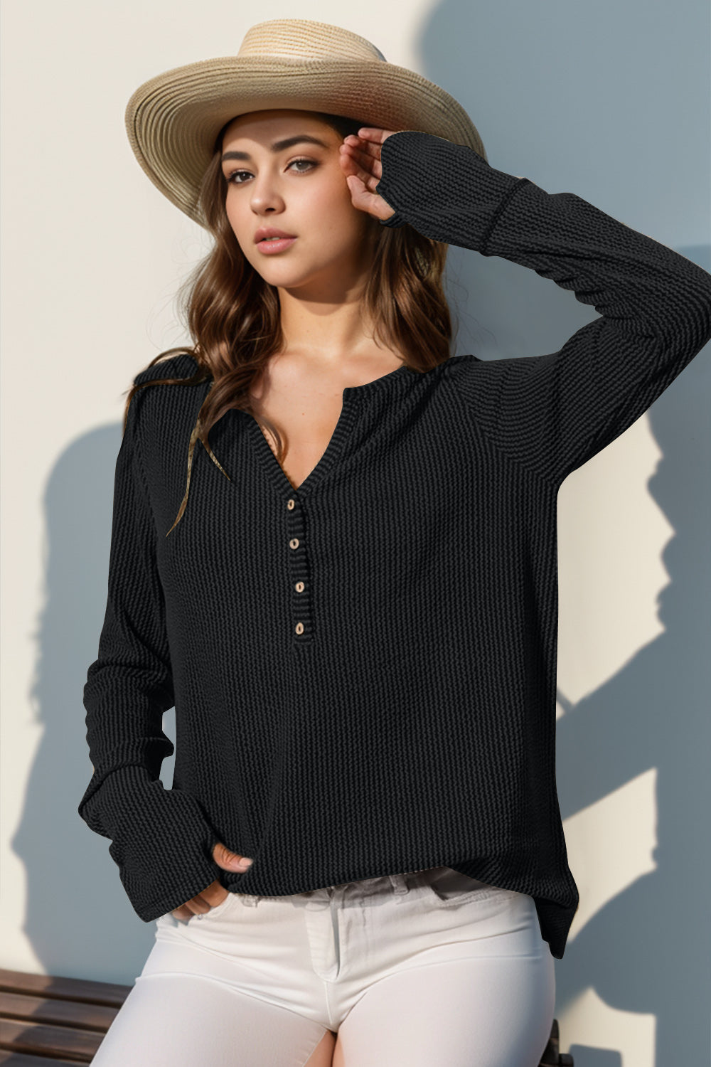 Sophie Notched Thumbhole Long Sleeve T-Shirt