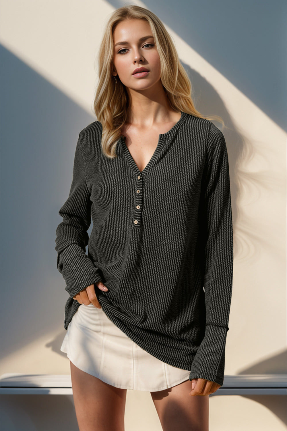 Sophie Notched Thumbhole Long Sleeve T-Shirt