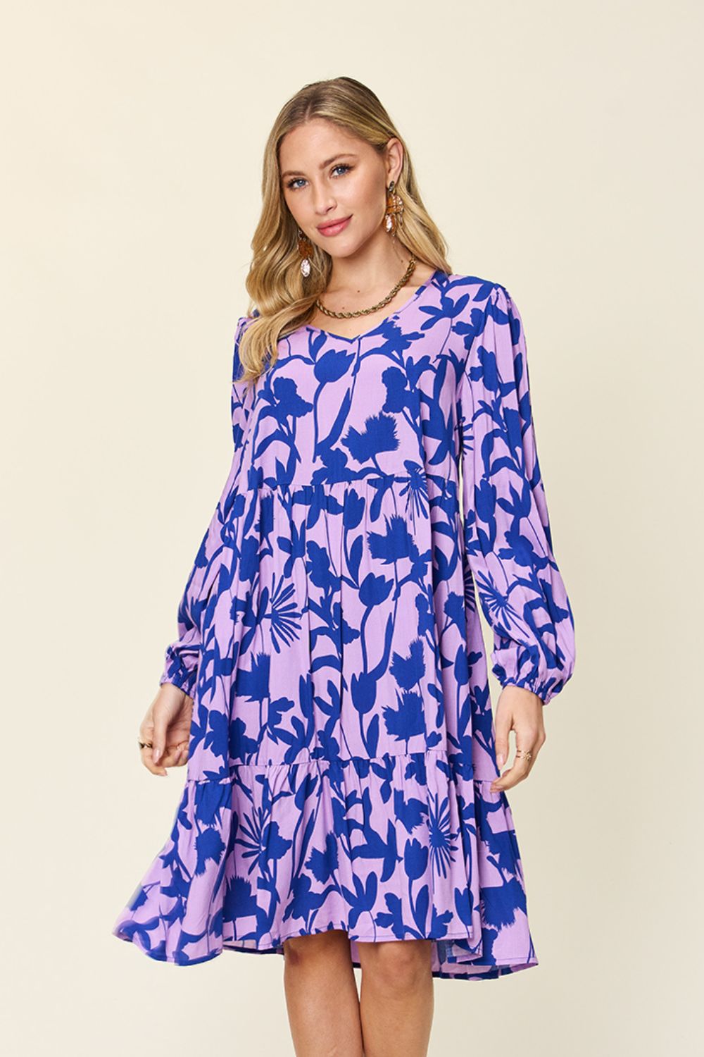 Printed Ruffle Hem Dress with Pocket