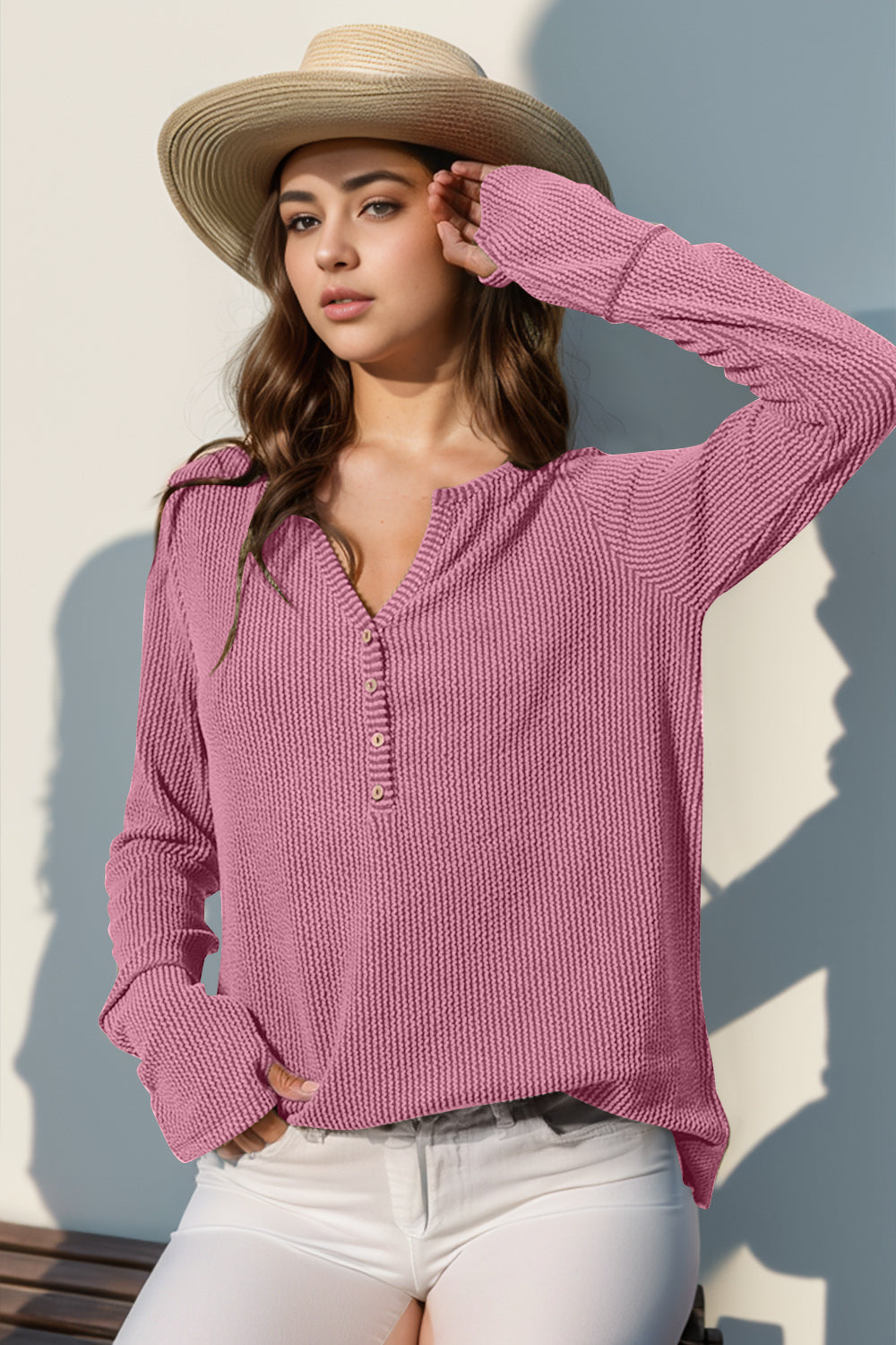 Sophie Notched Thumbhole Long Sleeve T-Shirt