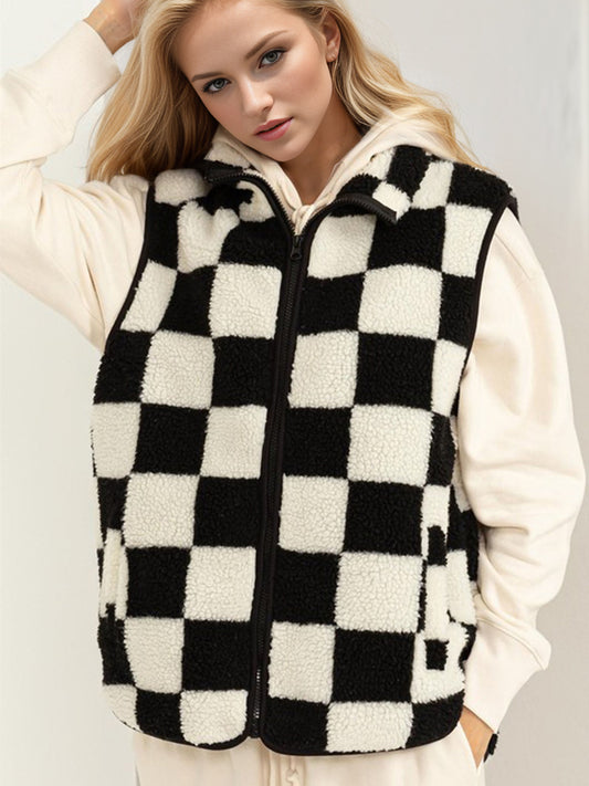 Thelmy Zip Up Checkered Vest Cost