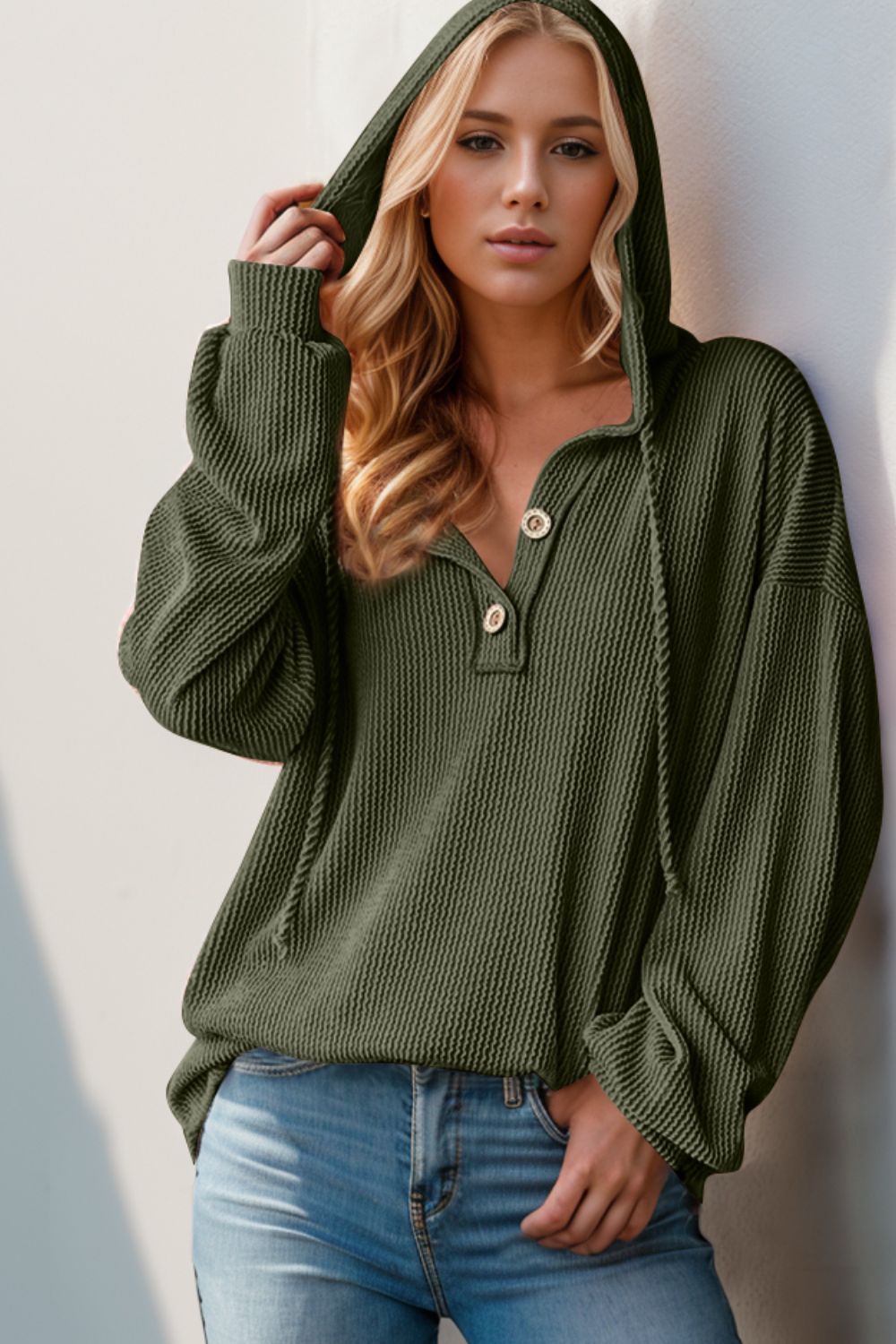 Ale Half Button Long Sleeve Hoodie