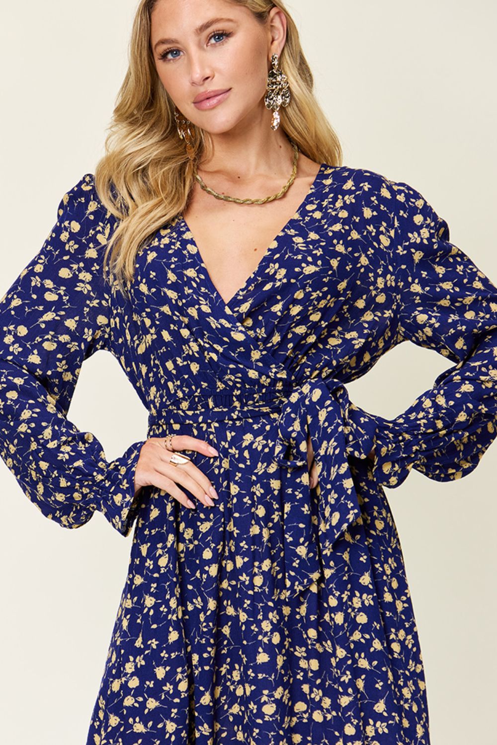 Abbie Tie Back Flounce Sleeve Dress