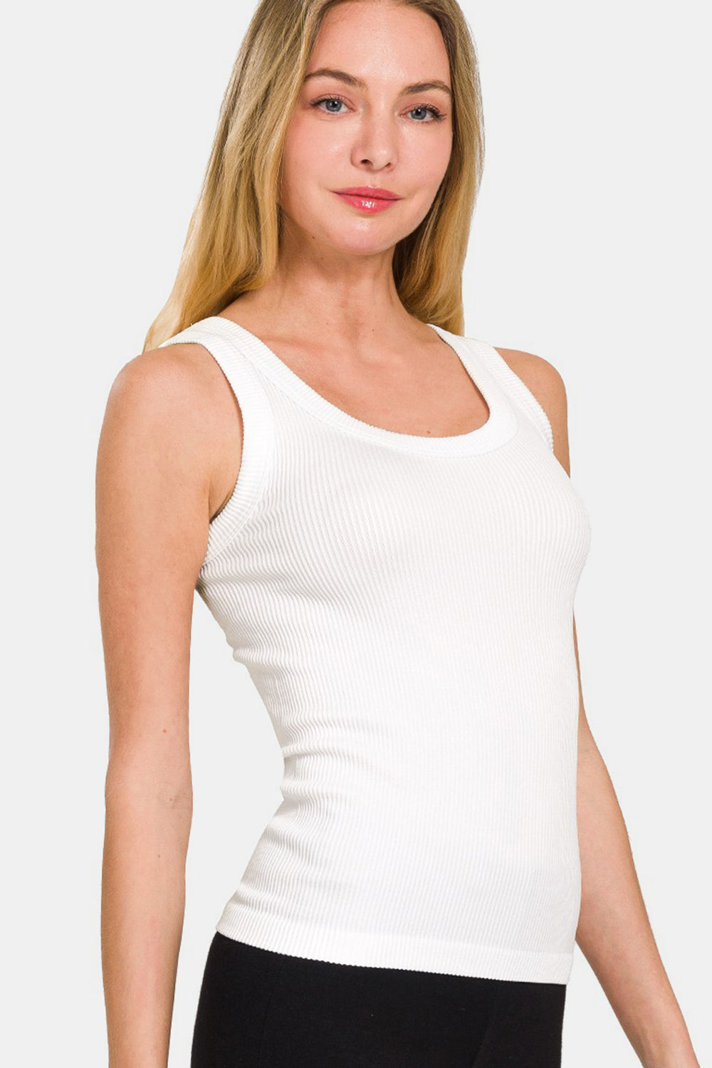 Neckline Washed Ribbed Tank